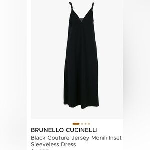 Brunello Cucinelli Black Cotton Midi/Maxi with Monili Inset and Braided straps.